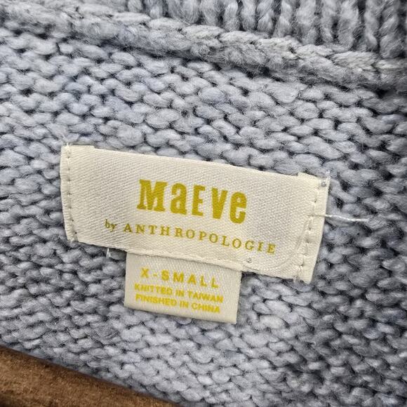 Maeve Sweater Womens XS Light Blue Mock Balloon Sleeve Mock Neck Knit - Picture 3 of 13